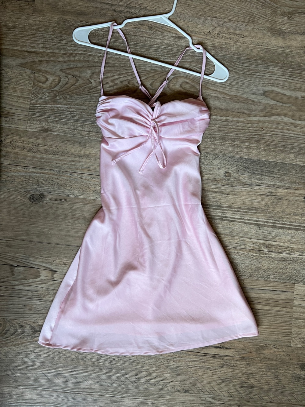 NWOT edikted Satin Mini Dress in baby pastel Pink slip